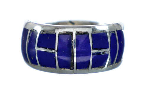 Zuni Lapis Inlay Sterling Silver Ring Size 7-3/4 NN20619
